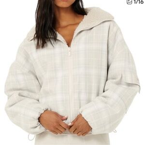 ALO Yoga Women's Plaid Flurry Zip Up Jacket - Cream